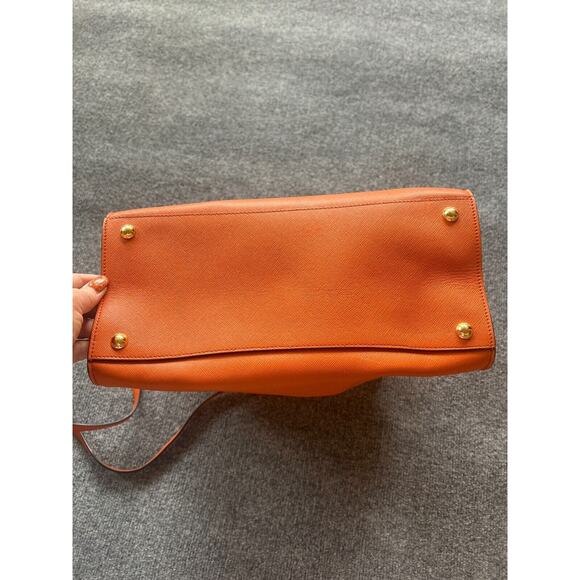 Prada Womens Orange Saffiano Leather Triple Pocket Convertible Tote Bag 13x10 In - Picture 9 of 16